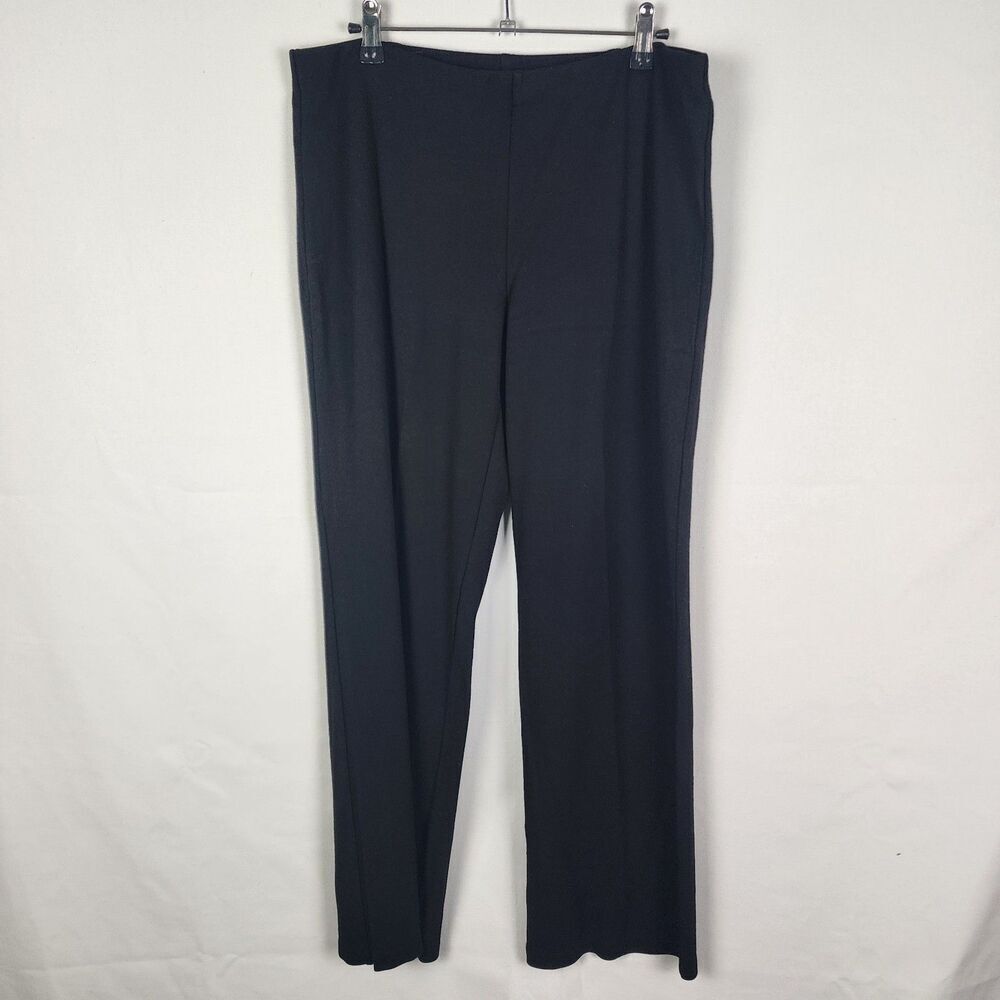 Eileen Fisher Black Pull On Wideleg Pants Size Medium Minimalist Neutral Classic